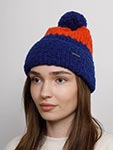 Шапка STETSON арт. 8599393 BEANIE POMPOM STETSON FREESTYLE (синий / оранжевый)